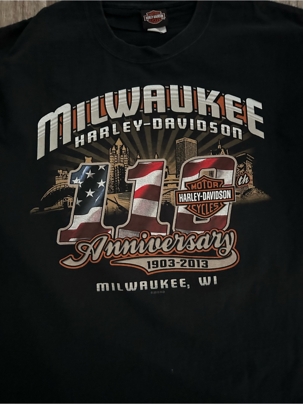 Harley-Davidson Milwaukee 110th Anniversary Black Graphic Tee - Picture 3 of 7